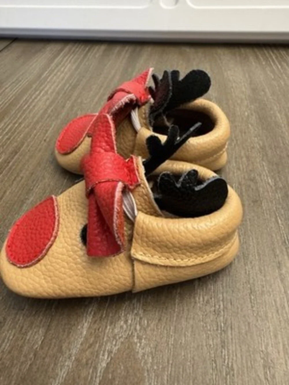 Baby Toddler Christmas Reindeer Slip-On Shoes Leather